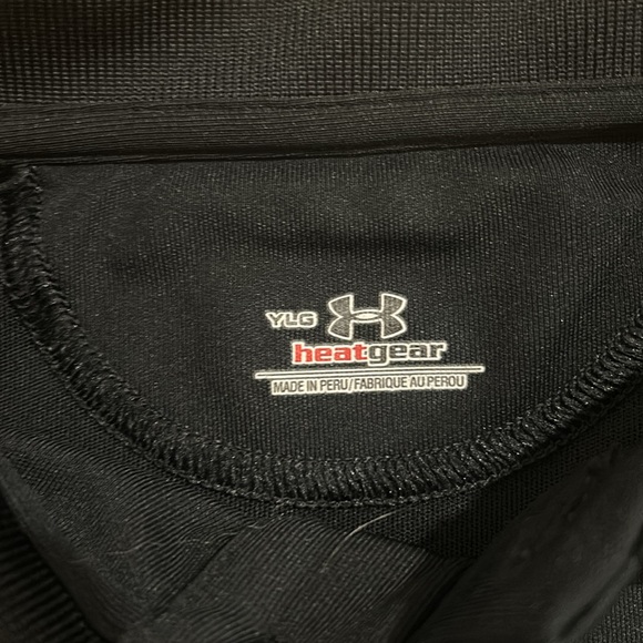 Under Armour Black Collared Heat Gear Polo. Youth Boys Large EUC - Picture 2 of 3